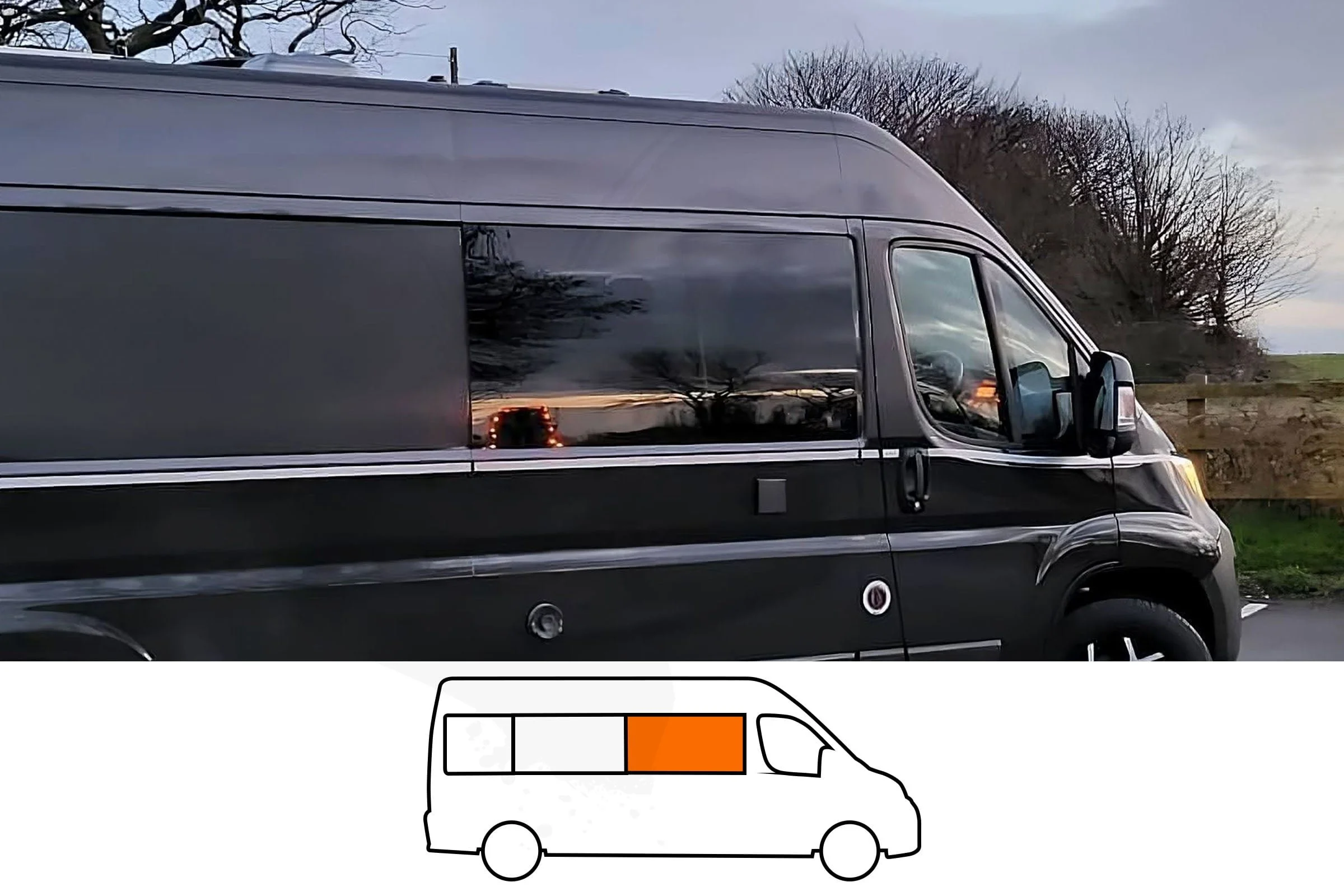Ducato/Boxer/Relay/Movano (MWB/LWB/XLWB) Front Fixed Window In Privacy Tint