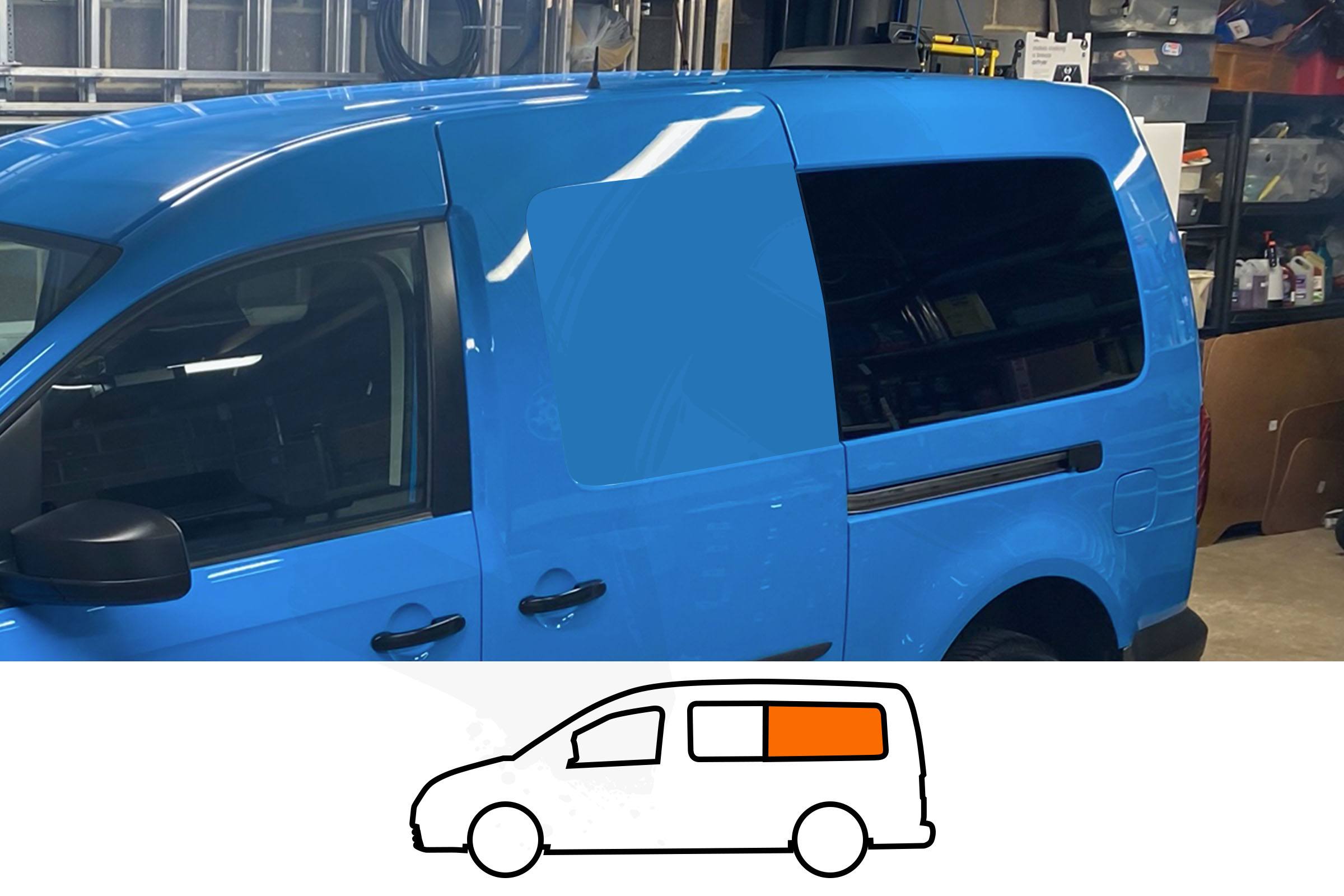 VW Caddy Maxi 2008-2020 rear quarter fixed window privacy tint