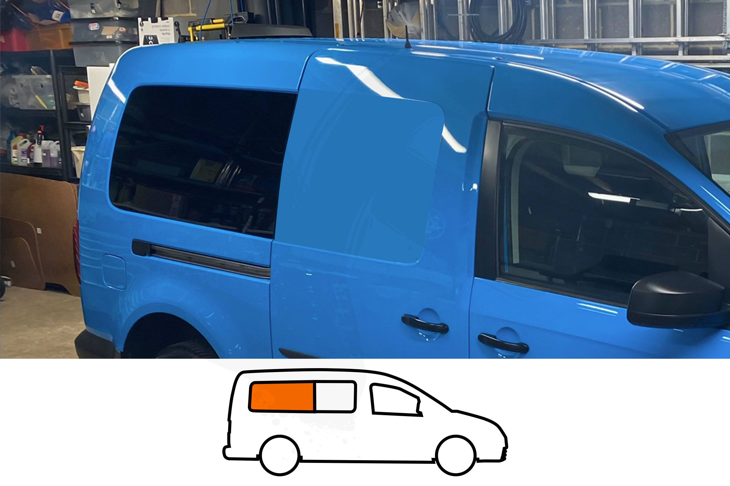 VW Caddy Maxi 2008-2020 rear quarter fixed window privacy tint